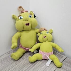 Shrek The Third SET OF 2 Baby Ogre Felicia Plush Doll DreamWorks Nanco Green